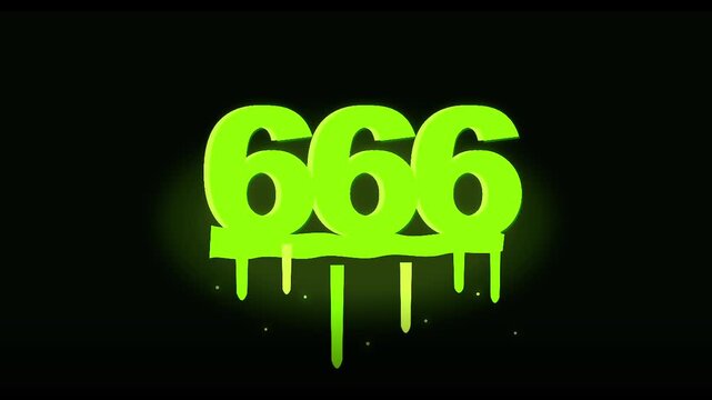 Neon green dripping 666 text animation on black background