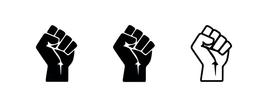 Fist Pump Icon Set: Solid, Filled, and Outline Versions