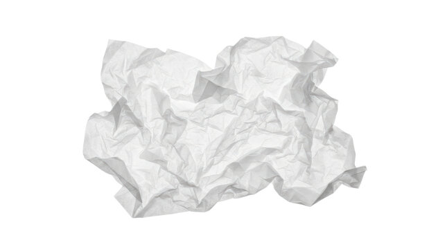 Crumpled white paper ball isolated on pure white background