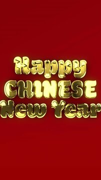 Animation of happy chinese new year ext over lanterns and chinese pattern on red background
