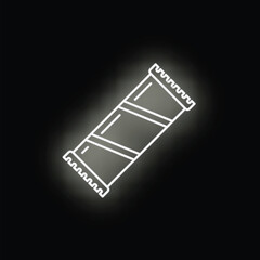 Fototapeta premium Rectangular candy bar wrapper glowing in neon style representing a sweet snack