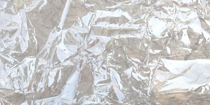 White Crumpled Plastic Texture Abstract Background