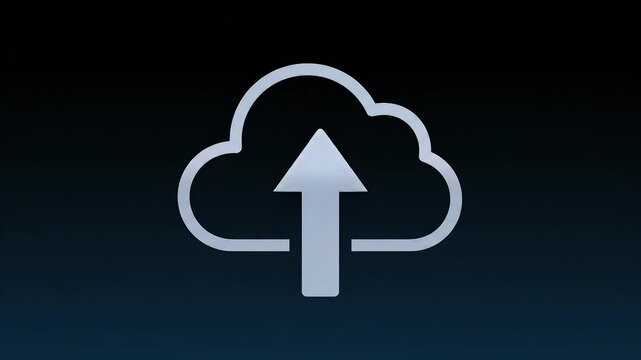Minimal upload cloud icon glowing arrow animation smooth loop