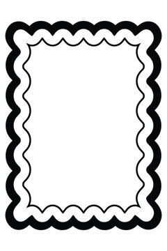 Black Double Scalloped Rectangle Frame with Decorative Border