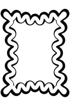 Double Wavy Outline Rectangle Frame with Playful Decorative Edge