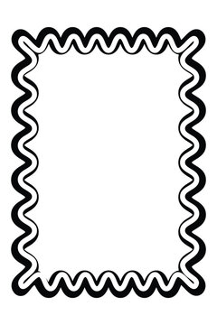 Black Zigzag Wave Rectangle Frame with Decorative Border