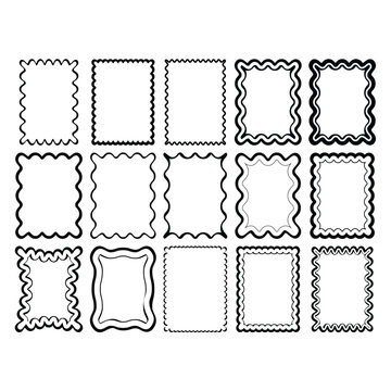 Decorative Wavy Rectangle Frames Set for Creative Designs