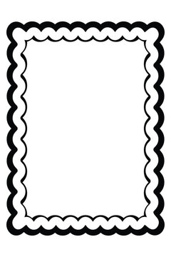 Black Scalloped Rectangle Frame with Bold Decorative Edge