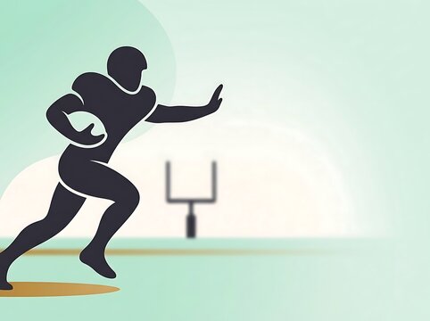 Football player running with ball on field
