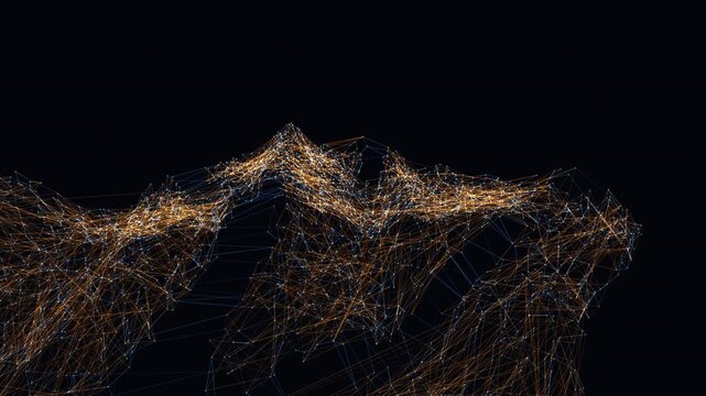 Data network clusters shift and connect in a seamless loop