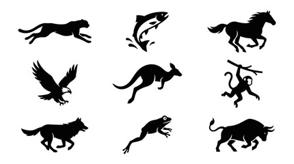 Obraz premium Silhouettes of various wild animals running.