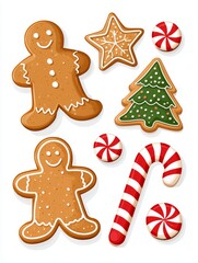 Fototapeta premium Delicious gingerbread cookies adorned with colorful candy decorations perfect for holiday baking and festive celebrations