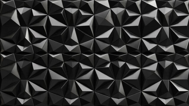 Abstract Geometric Black Faceted Surface Texture Background.