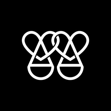 Sleek, modern, and futuristic dual interlocking heart scales. Unique elegant geometric style, ideal for marriage counseling, corporate law, and ESG.