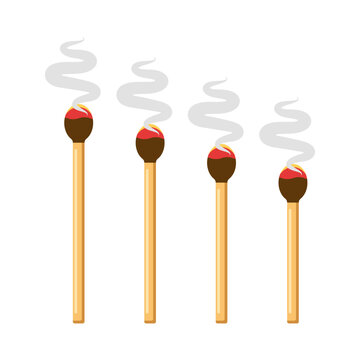 Matches icon set collection in flat style. Matchstick vector illustration on isolated background. Match stick sign business concept.
