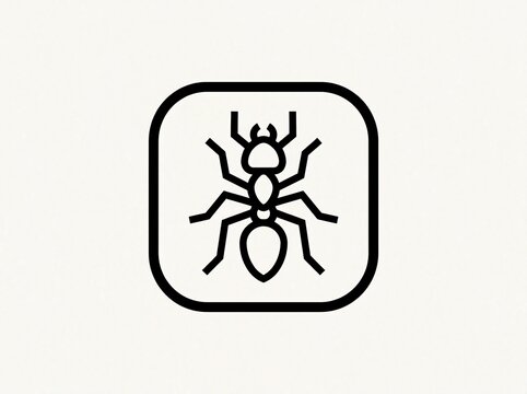 Ant insect icon in a rounded square frame for mobile app and web interface design.