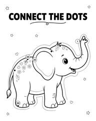 Naklejka premium Connect the dots activity sheet featuring a cute cartoon elephant outline for children dot to dot coloring page kids game cute animal educational puzzle