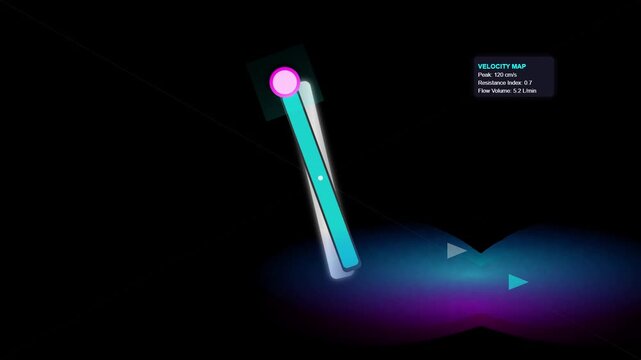 Abstract 3D Rendered Fluid Dynamics and Velocity Map of a Forked Structure