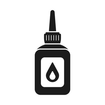 Glue bottle icon in flat silhouette style. Office supply vector illustration on isolated background. Adhesive paste stationery sign business concept.