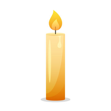 Burnining candle icon in colorful flat style. Candlelight vector illustration on isolated background. Candle light sign business concept.