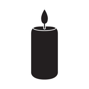 Burnining candle icon in flat silhouette style. Candlelight vector illustration on isolated background. Candle light sign business concept.