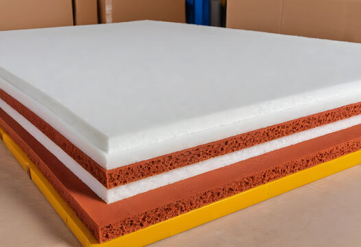 Soundproofing and insulation materials, layered foam sheets for acoustic and thermal applications in construction