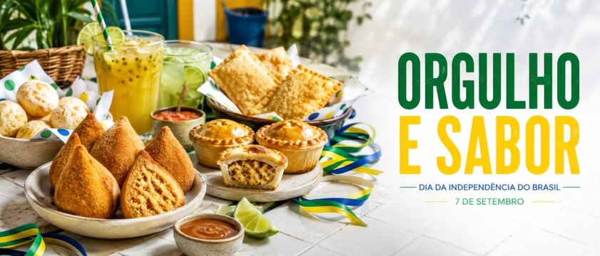 Brazil Independence Day celebration featuring traditional snacks and drinks
