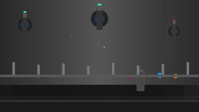 Minimalist Abstract Game Scene with Floating Orbs and Platforms