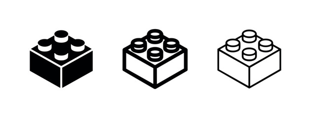 Fototapeta premium Building Block / Lego Brick Icon Set - Modularity, Foundation, and Construction