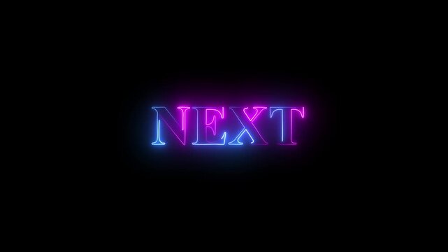 Glowing neon &ldquo;NEXT&rdquo; text on a dark black background, featuring vibrant cyan and red lighting, luminous typography, modern futuristic style, and dramatic light effects.