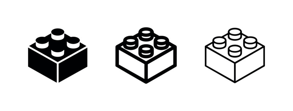 Building Block / Lego Brick Icon Set - Modularity, Foundation, and Construction