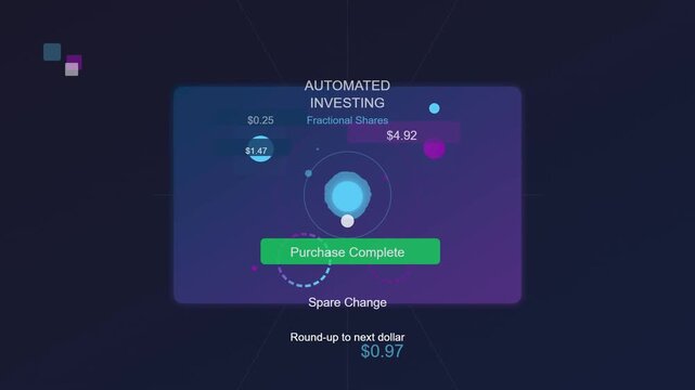 Digital Automated Investing Interface with Fractional Shares Purchase Confirmation