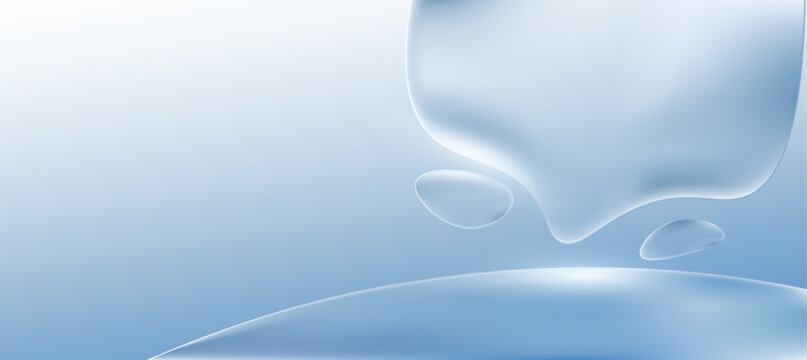 Abstract Blue Liquid Drops and Fluid Wave Background