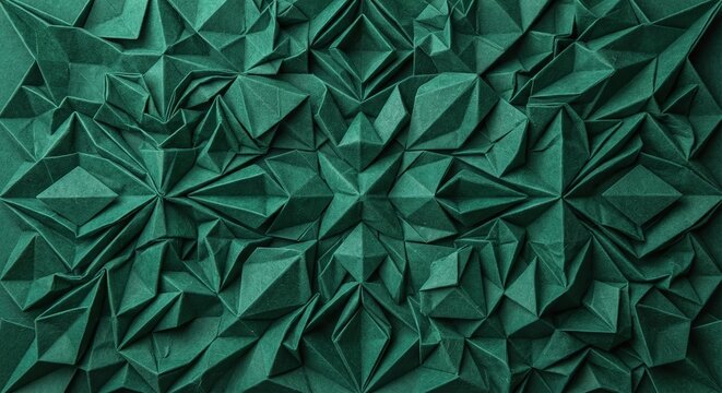 Dark green geometric paper origami texture