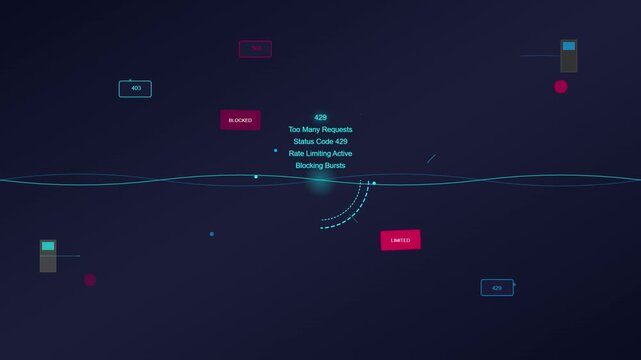 Digital Illustration of API Error Response and Rate Limiting Concepts in Space Theme