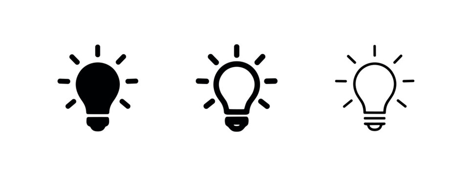 Creativity and inspiration light bulb idea concept icon set