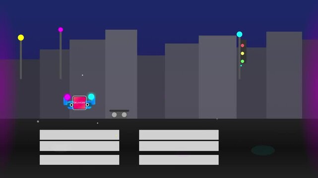 Abstract Minimalist Game Level with Character and Traffic Light Elements