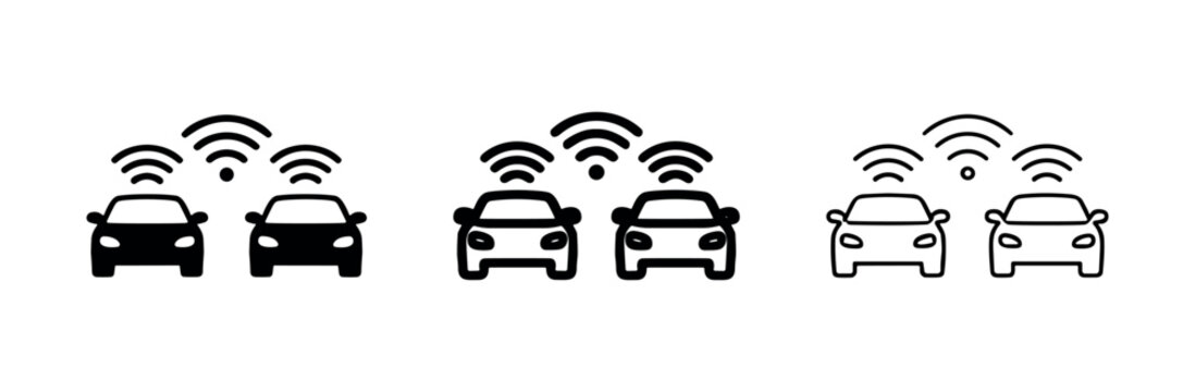 V2V car communication icons.