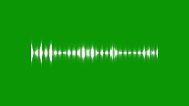 Icy silver white audio spectrum waveform visualizer, glowing sound wave frequency lines pulsing, sleek digital music equalizer rhythm loop green screen chroma key 4K 30fps Apple ProRes