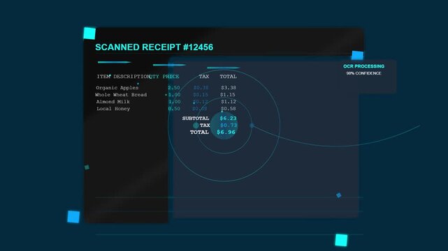 Digitally Enhanced Scanned Grocery Receipt with OCR Processing Interface
