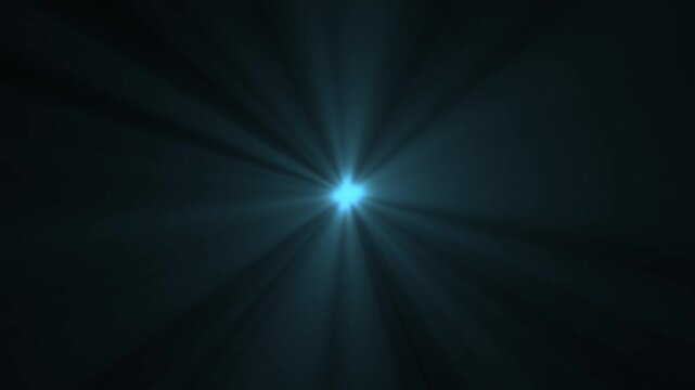 Blue Light Ray Animation With Glowing Center And Radiating Beams On Dark Background Abstract Cinematic Light Effect Energy Glow Motion Graphics Loop