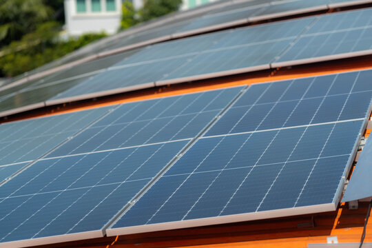 Close detail of a solar module surface, busbars and cell divisions forming a precise blue grid, photographed in strong midday light - a clean background image for renewable energy design.