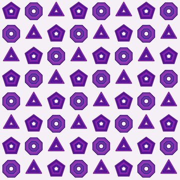 Seamless Purple Geometric Shapes Pattern on Pale Background