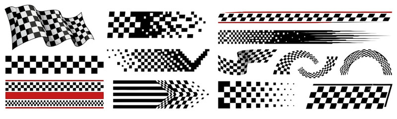 Fototapeta premium Ultimate Collection of Checkered Racing Stripes Waving Flags and Curved Vector Patterns