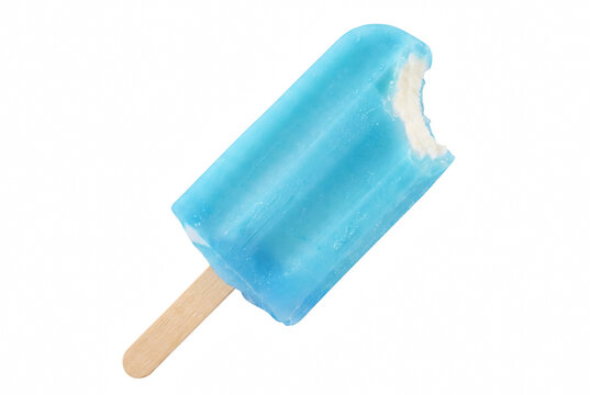 Vibrant Blue Ice Pop with Creamy Center and Bite Mark
