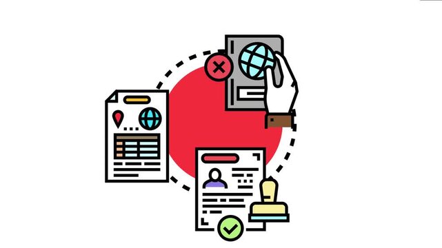 Border control service verifying passport, visa, and personal identification documents for travel and migration, ensuring secure international movement with approval stamps