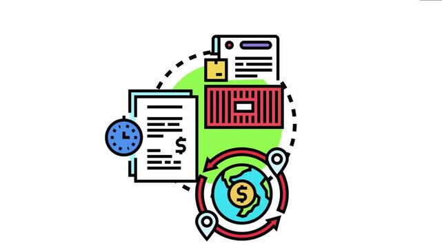 Border customs agreement regulating global logistics, ensuring compliance for imports, exports, and cargo shipping with necessary documentation and financial transactions