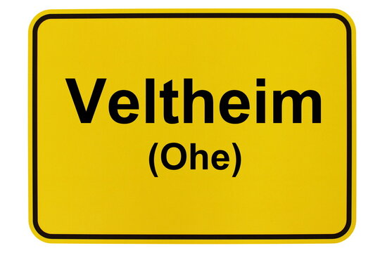 Illustration eines Ortsschildes der Gemeinde Veltheim in Niedersachsen	