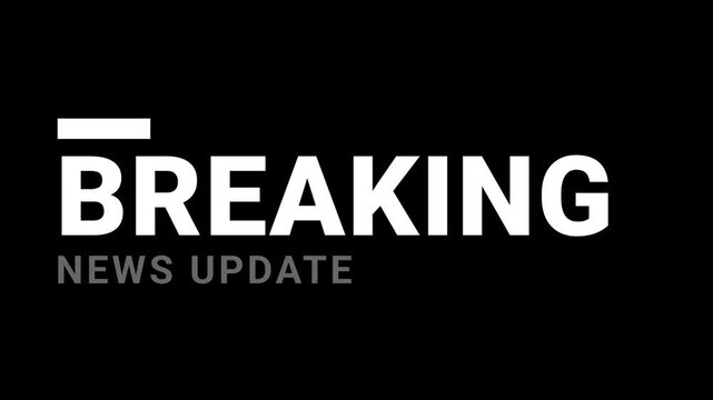 Breaking news update text on black background animation
