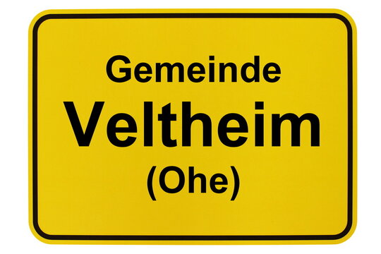 Illustration eines Ortsschildes der Gemeinde Veltheim in Niedersachsen	